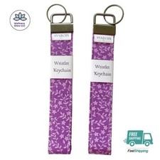 Handmade Wristlet Keychain Fabric Key Holder Stylish Durable 5.9x1 purple