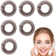 Stretch Hair Comb Headband Flexible Circle 1 Count Pack of 6 , Brown