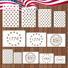 12 PCS Independence Day Stencils for Painting - Reusable USA Flag Patriotic Pai