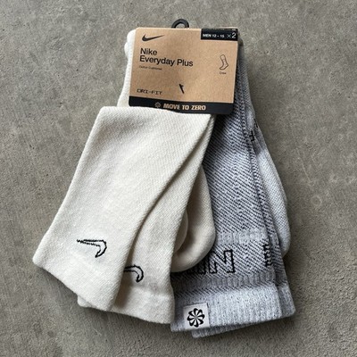 NIKE Mens Size 12-15 Everyday Plus Cushioned Crew Socks 2 Pairs White & Blue