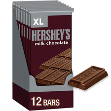 HERSHEY'S Milk Chocolate XL, Candy Bars, 4.4 Oz 12 Count, 16 Pieces
