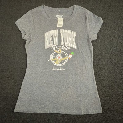 Looney Tunes Bugs Bunny TShirt Womens Small New York Brooklyn Graphic Tee Gray L