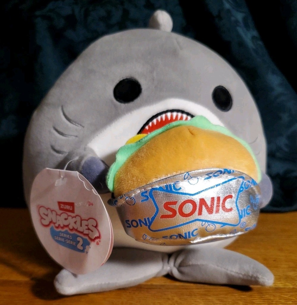 SNACKLES 8 inch Snackle (Sonic Burger) William the Shark, Ultra Soft Collectible