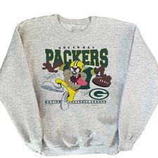 NFL Green Bay Packers Looney Tunes unisex grey crewneck sweatshirt QT5559