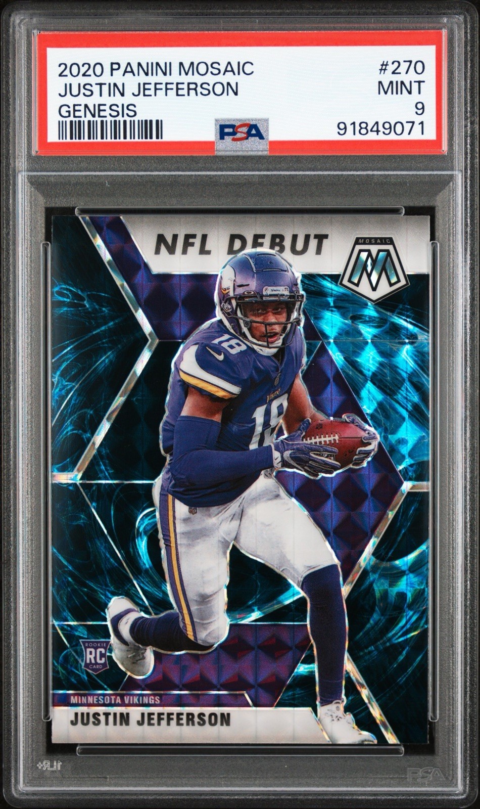 2020 Panini Mosaic Justin Jefferson #270 Genesis Mosaic Prizm Rookie PSA 9 RC