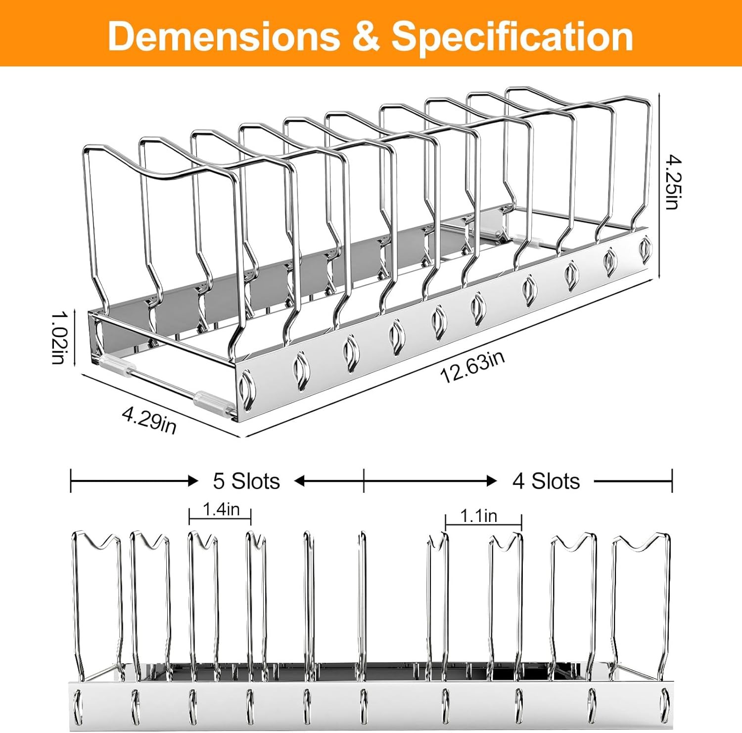 FLSEPAMB Pan Organizer - Adjustable Lid for 1 Pack, Detachable 