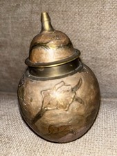 Barattolo zenzero indiano ottone e smalto vintage design floreale