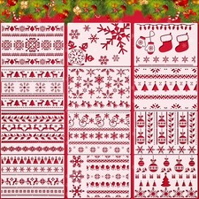 12 Pcs Christmas Stencils for Crafts Reusable, 8.3x11.7 Inch
