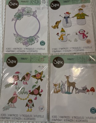 Sizzix Thinlits Deer, Birds, Snowmen, Dog Lot of 4 Sets New