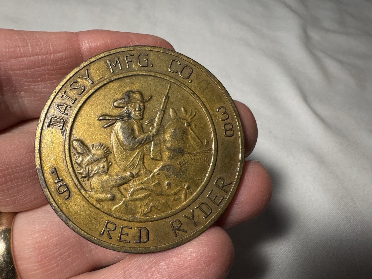 1938 Daisy MFG Co Red Ryder BB Gun Brass Coin Medallion Coin
