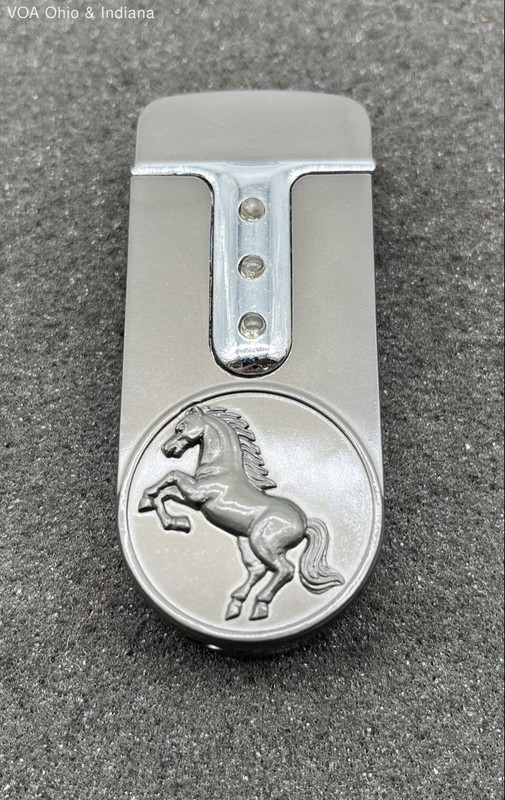 Rearing Horse Flip Top Lighter Gunmetal Metal Finish Collectible Pocket Lighter