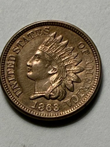 1863 Indian Head Cent Penny - Copper-Nickel - Uncirculated (63a)