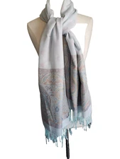Boho Pashmina Cashmere Handmade Paisley Print Fringe Scarf Shawl Wrap