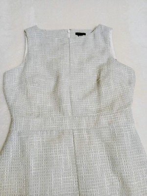 Ann Taylor Factory Tweed Dress 4P New Mint Green White Gray Sheath Shift Petite