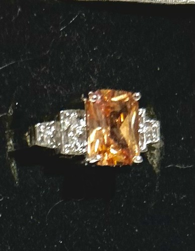 Square Cut Morganite Ring 925 Silver Size 9 #A12 - Picture 2 of 4