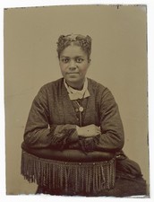 SMILING BLACK AFRICAN AMERICAN WOMAN CELESTIAL STAR HAIR ORNAMENT TINTYPE PHOTO