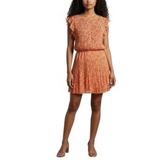 Poupette St Barth Mariene Mini Dress Large Handmade Pink Coral Ruffle Smocked