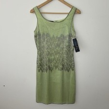 Chaudry Lime Green Beaded Sleeveless Cocktail Dress Medium 