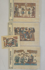 Vintage Egyptian Papyrus Painting King Tut  Wife and Musicians LOT of 4 Prints