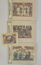 Vintage Egyptian Papyrus Painting King Tut & Wife and Musicians LOT of 4 Prints