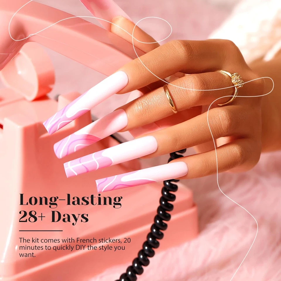 Gelnägel Starterset 43 Stück Weiß Schwarz Rosa UV LED Lampe Nagellack Top Coat B - Bild 4 von 4