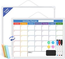 Whiteboard Calendar for Wall,16" x 12" Hanging Dry Erase 16"W x 12"H, Blue