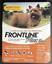 Frontline Plus Flea  Tick Dog Treatment 5-22lb NEW SEALED 3 Packs 11Total Doses