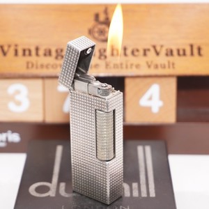 Dunhill Lighter Silver Plate Hobnail Pattern _Ultrasonically Cleaned_Working