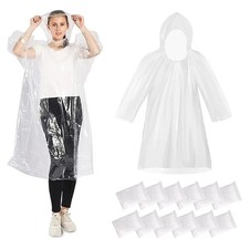 12 Waterproof Rain Poncho | Adult Disposable Emergency Camping Hiking Festival