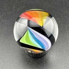 Contemporary Handmade Art Glass Marble .96" Bright Twisty Core Swirl Boro MIB