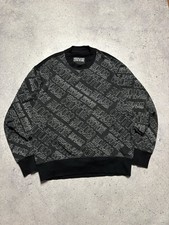 Versace Jeans Couture All Over Logo Sweatshirt Black Size S Designer Streetwear