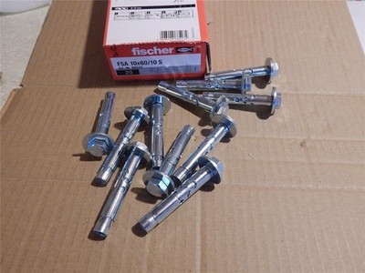 Fischer FSA M8 x 60 Rawl Bolts Shield Anchors 10mm Drill   Qty 11