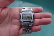 1970s Seiko Digital Alarm Chronograph Silver Stainless Steel Wristwatch