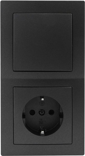 5Eschalter Und Steckdosen Set Mcpower Flair TüR 2-Fach Profi 3-Teilig, Anthrazit-image