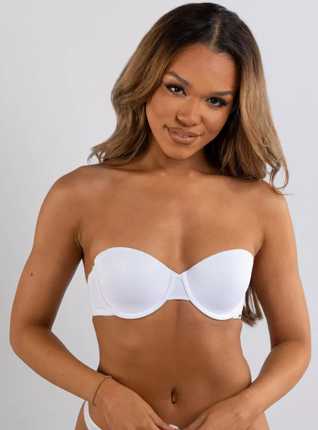 Boux Avenue Microfibre Moulded Strapless bra - White UK 32E RRP