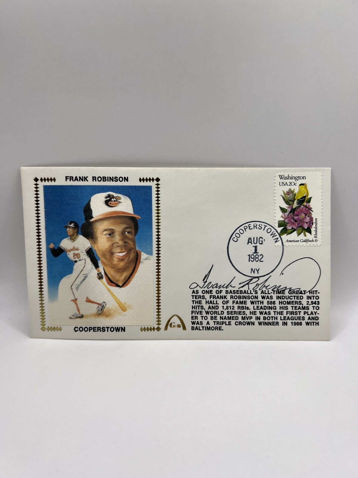 Frank Robinson Autographed Signed 1982 First Day Cover FDC Envelope Cachet Beckett COA L2 