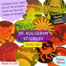 3D Hologram Stickers Labels 28mm Circle Shape Made in USA Composable 10-PC Set