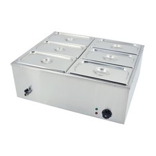 6 Pots Commercial Bain Marie Food Warmer Wet Well GN Pan 1/3 Stainless Steel