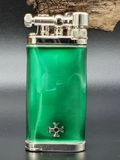 Sillem´s ITT IM Corona Old Boy green enamel 925 Sterling-Silver Pipe Lighter 