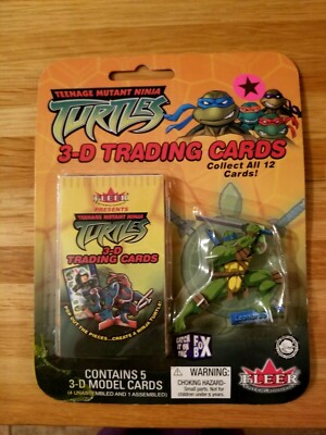 Teenage Mutant Ninja Turtles 3-D (5 Cards) And Leonardo Figure