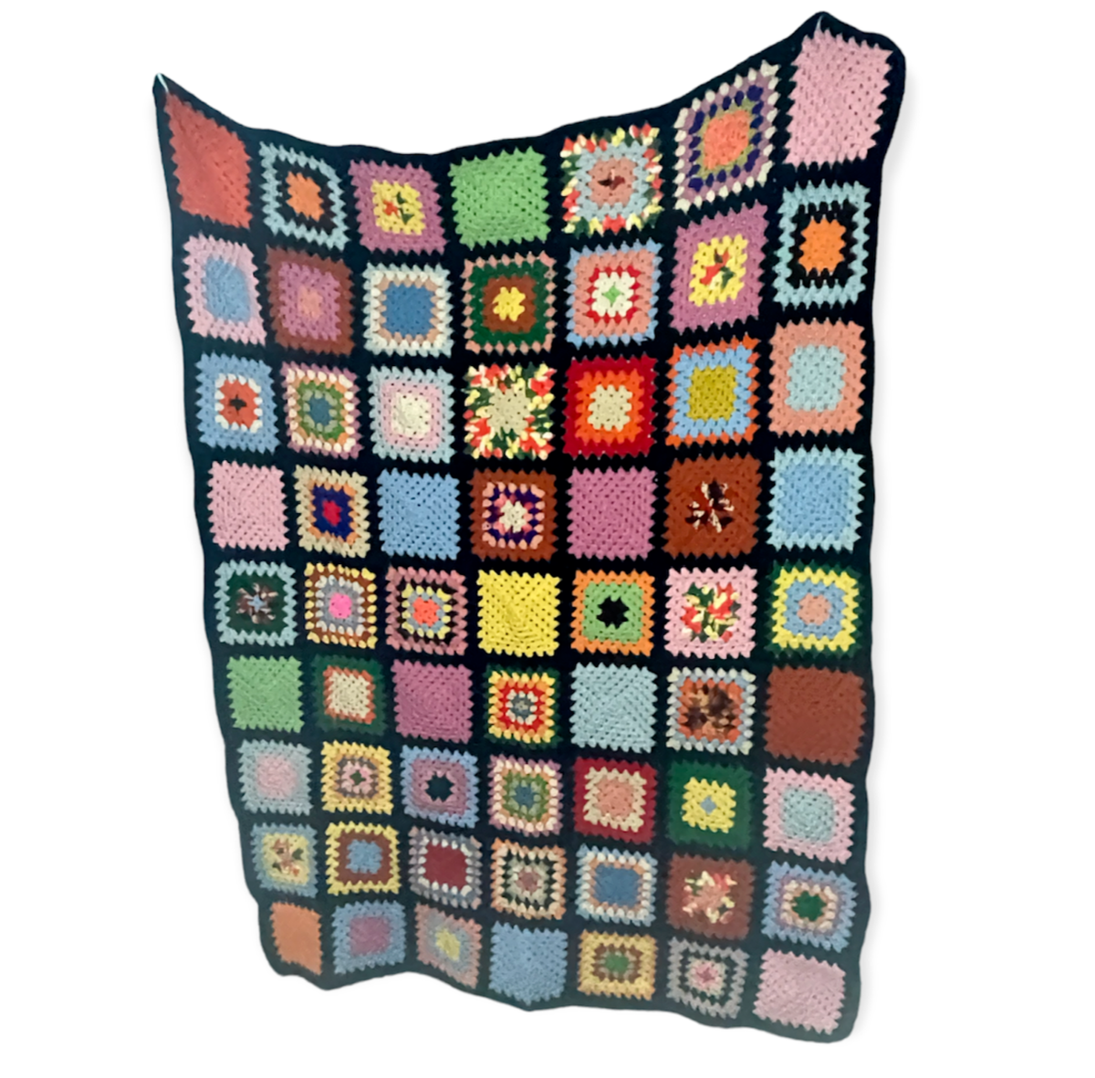 Vintage Afghan Granny Square Crochet Blanket Roseanne Big Bang