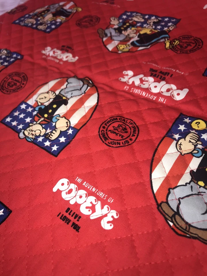 Tela acolchada vintage King Features Syndicate Popeye algodón aceite oliva 35,5x19,5 Foto 2 de 4