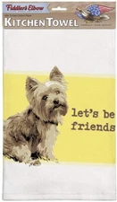 Kitchen Towel--Dog Design--Let's Be Friends Yorkie-Printed in the USA-22" by 32"