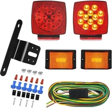 12V Rear LED Submersible Trailer Tail Lights Kit Boat Marker Truck Waterproof US