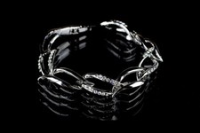 Wedding Bridal Bracelet Silver Links With Insets Swarovski Rhinestone Elements