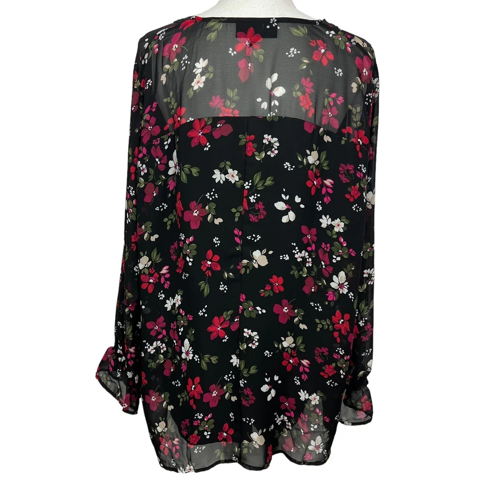 Top pulóver para mujer LANE BRYANT talla 24 (3X) estampado floral multicolor cuello en V LS Foto 4 de 4