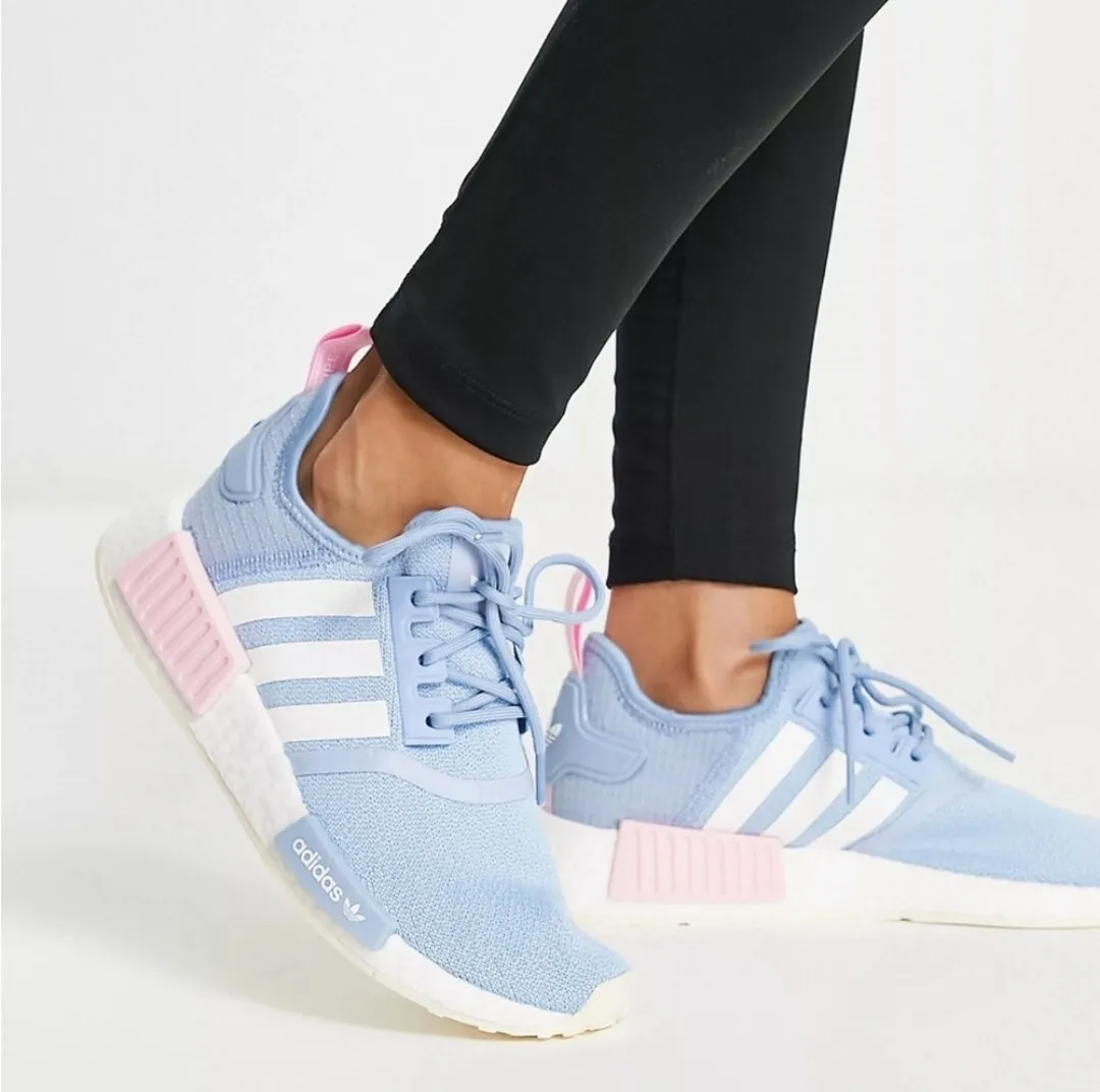 Adidas NMD Boost Shoes Women 9.5 Blue Pink Athletic Running Sneakers | eBay