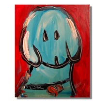 NICE DOG  ART Mark Kazav  CANVAS  Abstract Modern Original Oil Painting   GER3RE