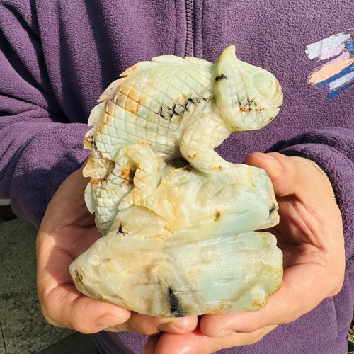 Lucertola calcite caraibica - Espositore naturale intagliato a mano alta qualità - Foto 2 di 9