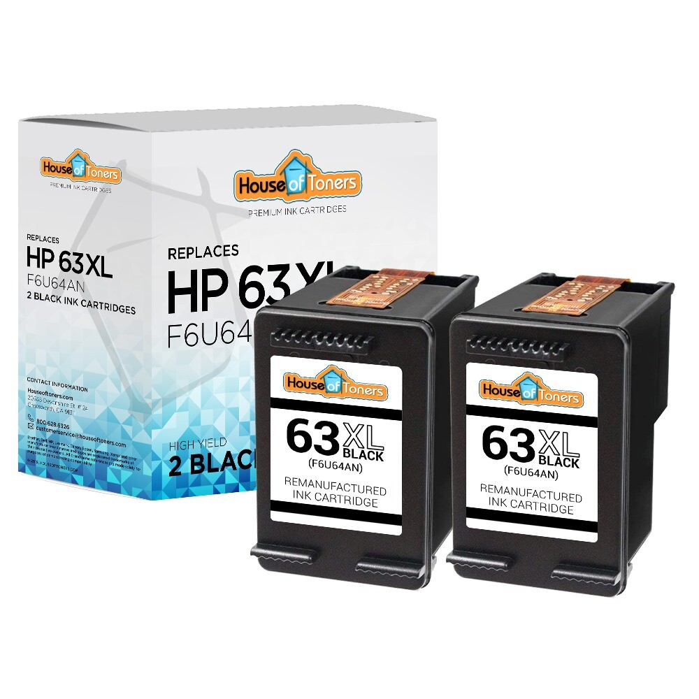 HP 63XL Black Ink Cartridge Replacement - Remanufactured For Envy, Deskjet, Officejet Printers
